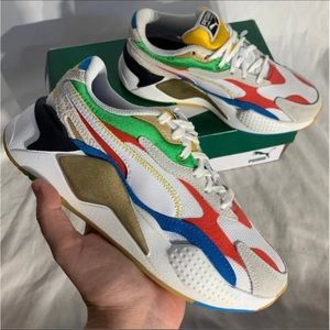 Puma RSX 3 WH Low Top Shoes White Red Green Blue Womans 6 New With Box